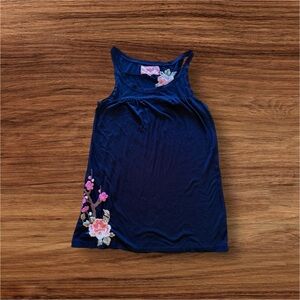 JWLA Johnny  Was Elegant Blue Sleeveless Top with Floral Embroidery size M